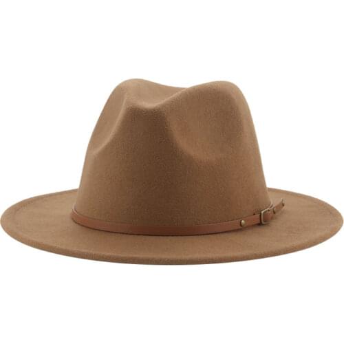 Women Hats Solid Panama Belt Band Classic Formal Church Wedding Decorate Hats for Men Camel Khaki Fedora Hats Sombreros De Mujer