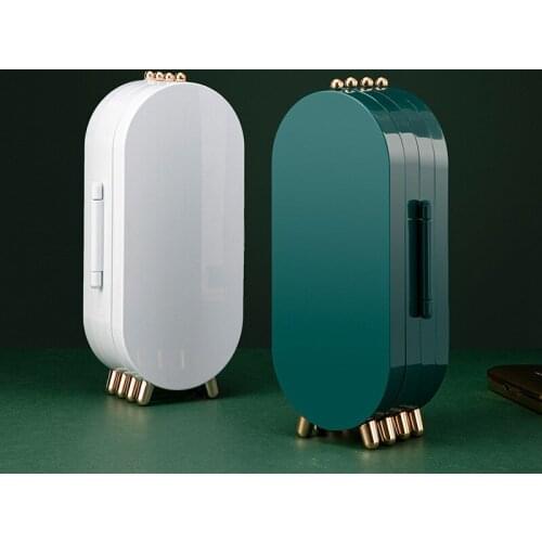 Foldable Jewelry Storage Box+Lipstick Storage Box 4 Doors Earrings Display Stand Bracelet Necklace Organizer