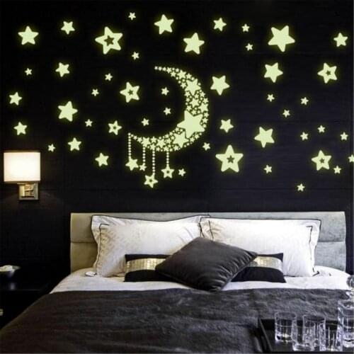 Luminous Sstickers /Fluorescent Stickers/ Moon And Stars/Wall Sticker Wall Mural Kids Room Home Decor 30 x 5.5 x 5.5cm