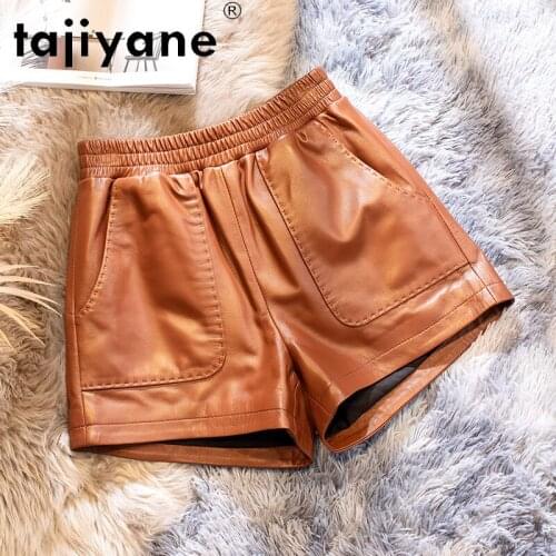 Tajiyane Women Real Sheepskin Shorts Female Genuine Leather Shorts Woman Cloth Summer Trousers Spodenki Damskie TN2307