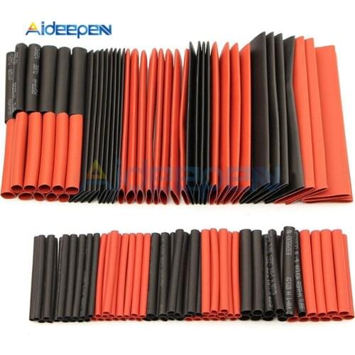127Pcs Red Black Heat Shrink Tubing Polyolefin 2:1 Electrical Wrap Wire Cable Sleeves Insulation Shrinkable Tube Assortment Kit