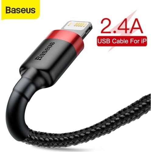 Baseus USB Cable for iPhone SE 11 Pro Max Xs X Cable 2.4A Fast Charging Cable for iPhone 7 8 Plus Charger Cable USB Data Cord