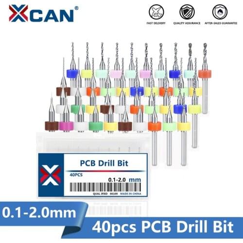 XCAN PCB Drill Bit Micro Gun Drill For Drilling PCB Circuit Board Carbide Drill Bit 40pcs 0.1-1.0 0.3-1.2 0.6-1.5 1.1-2.0mm Set