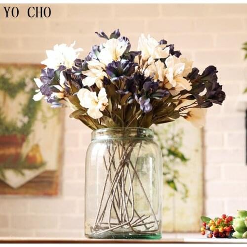 YO CHO Blue 1 PC Calla Lily Artificial Flowers Handmade Home Decor Silk Fake Flower Wedding Bouquet Marrige Decorative Party