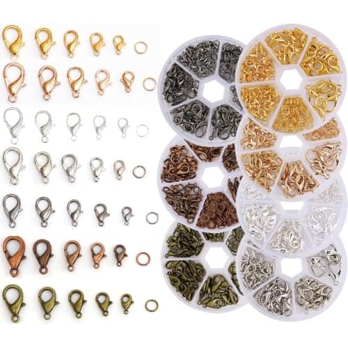 1 Box Gold Silver Mix Size Lobster Clasps For Bracelets Necklaces Hooks Chain Closure Findings Accessories for Jewelry Making