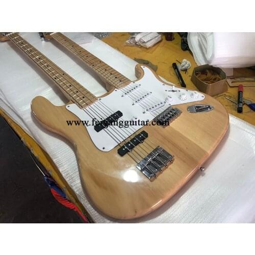 Factory customized double-headed electric guitar bass, electric guitar, basswood body, maple neck and double neck electric guita