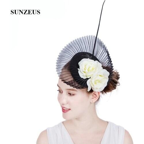 Handmade Flowers with Black Hats for Women Ladies Important Occasion Hair Accessories accesorios matrimonio SH81