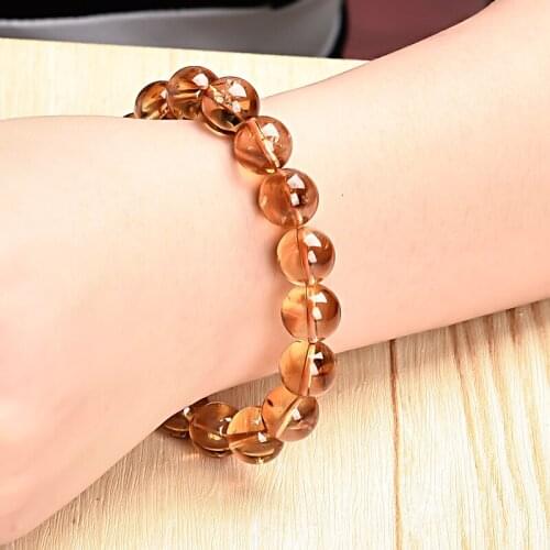 Gold transparent Topaz and Crystal pyramid gem pearl bracelet, dignified and atmospheric