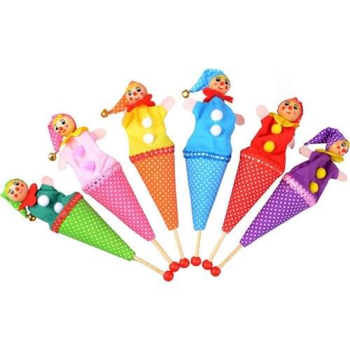 WILD FRUIT 1PCs Wooden Toys Cartoon Animals Pop Up Puppets Telescopic Stick Rods Doll Kids Children Baby Funny Toys Six Colors