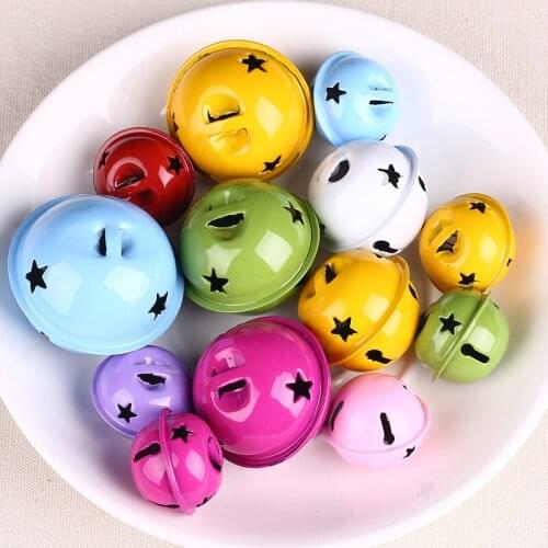 10PCS/Lot Christmas Bells 25/30/35/40mm Metal Hollow Stars Jingle Bells Christmas Decoration Pendants DIY Crafts Accessories