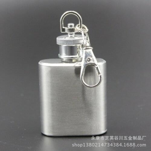 100pcs/lot Portable 1oz Mini Stainless Steel Hip Flask Alcohol Flagon with Keychain