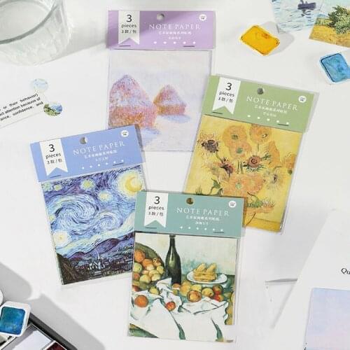 3pcs/Bag Painting Stationery Seal Book Paper Deco Stickers DIY Scrapbooking Diary Handmade Decoration Craft Household Supplies