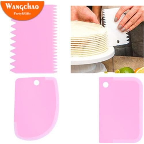 3Pcs/lot Cake Scraper Edge Decorating Cooking Cutters Set Comb Icing Smoother for Bread Dough Fondant Tool Cake Tools