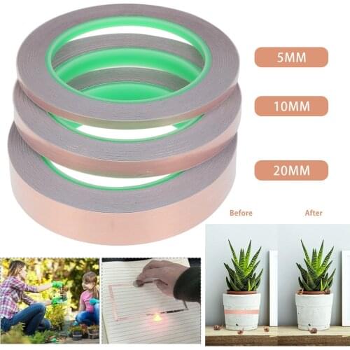 5/10/20mmX20m Copper Slug Tape Adhesive Copper Slug Snail Barrier Tape Copper Conductive Adhesive Copper Foil Tape EMI Shielding