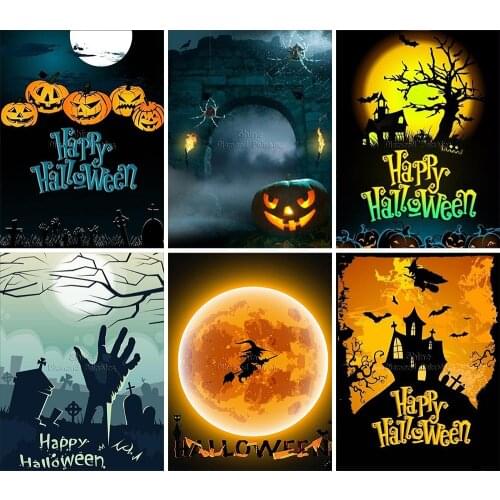 5D DIY Diamond Painting Happy Halloween Pumpkin Cartoon Full Square/Round Embroidery Mosaic Kit Handmade Art Gift Home Decor