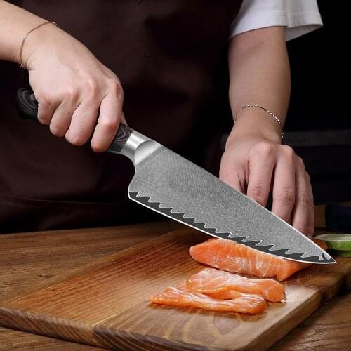 8.5 Inch VG10 Damascus Chef Knives Japanese High Carbon Razor-Sharp Blade Knife Meat Vegetable Fruit Slicing Kitchen Knives