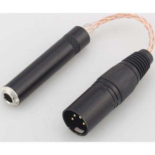 Audiocrast HC028 10CM 8 cores Single Crystal Copper 4-Pin XLR Male Balanced to 6.35mm 1/4 Female Audio Adapter Cable