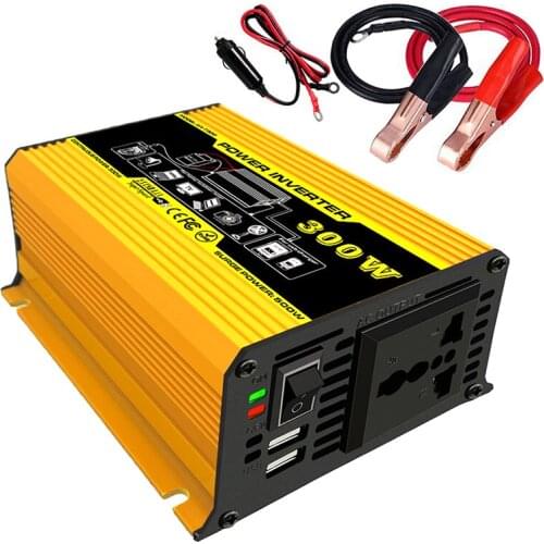 Car Inverter Voltage Transformer Converter Dual USB LED Display Solar Inverter Socket DC 12V To AC 110V/220V 300W Inverter