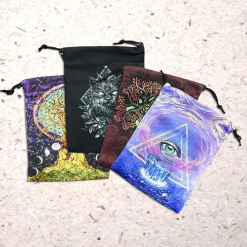 ​13x18cm Tarot Card Storage Bag Velvet Double Sided Printing Cloth Bag With Drawstring Tarot Storage Bag