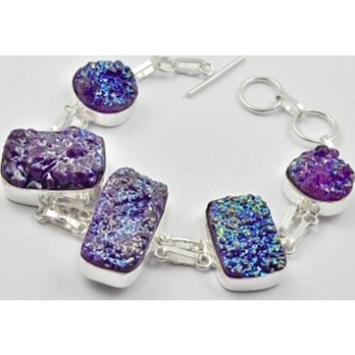 Titanium Druzy Bracelet Silver overlay over Copper , 20.5 cm, B2710