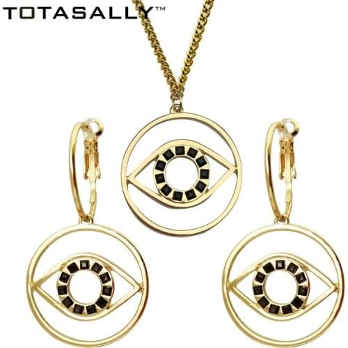 TOTASALLY Brand Fashion black immitation black stone eye Pendants Necklaces For Women Collar party Jewelry Bijoux