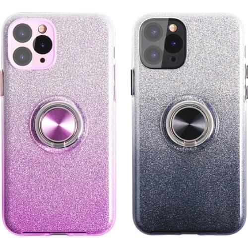 Bling Glitter Gradient Soft Case For iPhone 12 Pro Max 11 XS X XR 7 8 Plus SE 2020 Phone With Ring Holder Stand Cover Women Girl