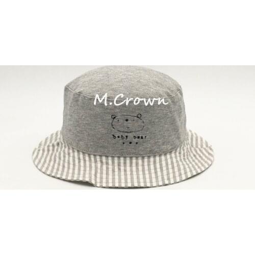 Kids Boys 100% Cotton Jersey Bucket Cap with Printed logo on body and stripes on brim