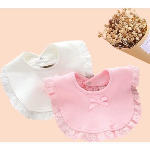 Baby double-sided cotton saliva towel bibs girls mesh lace sweet newborn girl princess wind baby bib