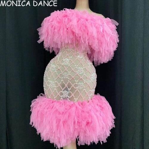 Women Nightclub Party Mesh Tutu Dress Summer Ball Gown Tulle Dress Evening Mesh Outfits Dress See Through Strapless Clubwear