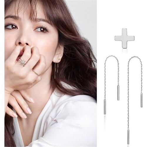 JZTOP Brand Cross Stud Earrings Ear Wire Line Fashion Simple Fine Needle Hypoallergenic Earring Brincos