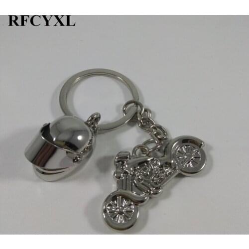 Classic 3D simulation model Motorcycle and helmet Key Chains Rings Metal Holder For Car Keyrings KeyChains For Man Women Gift