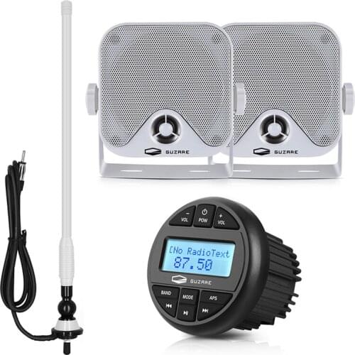 Marine Audio Stereo Bluetooth Receiver Boat Radio Car MP3 Player+4 Inch Marine Waterproof Speaker For ATV SPA Pool+AM FM Antenna