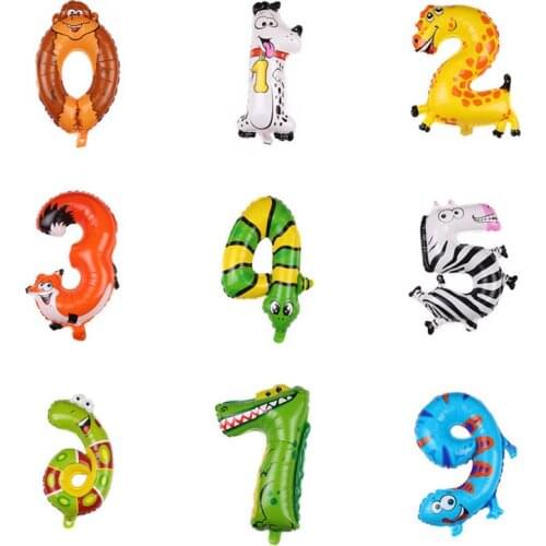 Cartoon Animals Number Welcome Baby Foil Balloons Safari Birthday Decor Digit Ballons Birthday Party Baby Shower Decoration