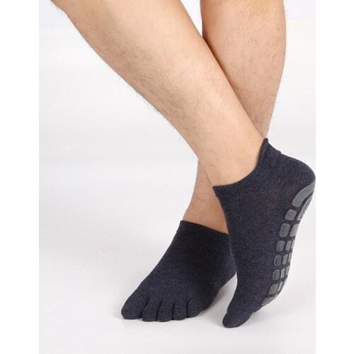 Womens Mens Solid color Ankle Socks Cotton Professional Non-slip Grip Sports Five Finger Toe Socks Low Cut Socks Heel Protector