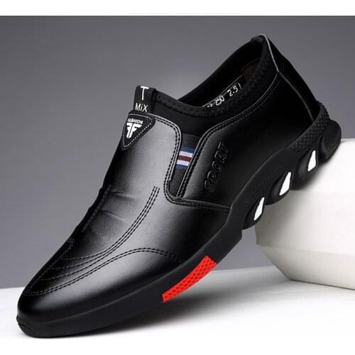 Mens leather shoes leather spring 2021 new business casual soft bottom non-slip breathable all-match leather shoes men