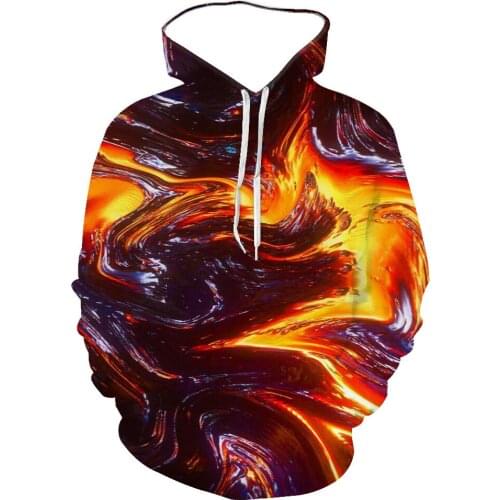 Men Sweatshirts Hot Sales 2021 Spring Autumn Trend Personality Magma 3D Digital Printing Hooded Creative Fashion Hoodiess Top