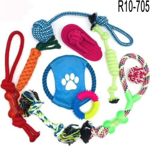 10pcs Dog Toys Set Puppy Chew Toys Durable Cotton Rope Knot Molar Bite Ball Pet Training Toys For Small Medium Dog Clean Teeth