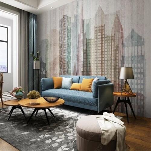 Nordic Modern Minimalist City Building Wallpapers for Living Room TV Background Wall Papers Home Decor Mural Papel De Parede