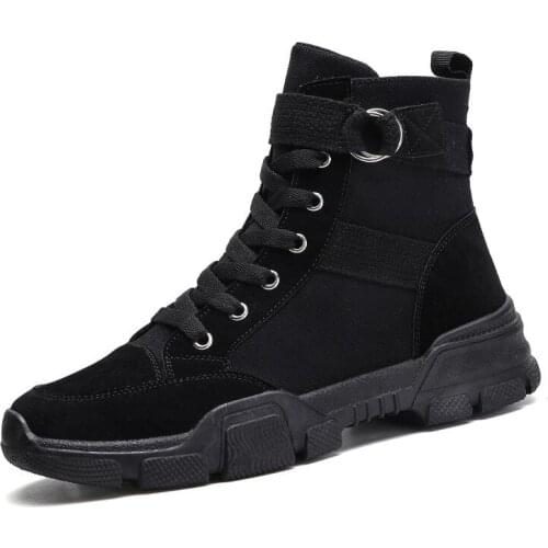 2021 Autumn Winter New Fashion British Style Desert Boots for Man Round Toe Lace-up Casual Shoes with Platform Non-slip