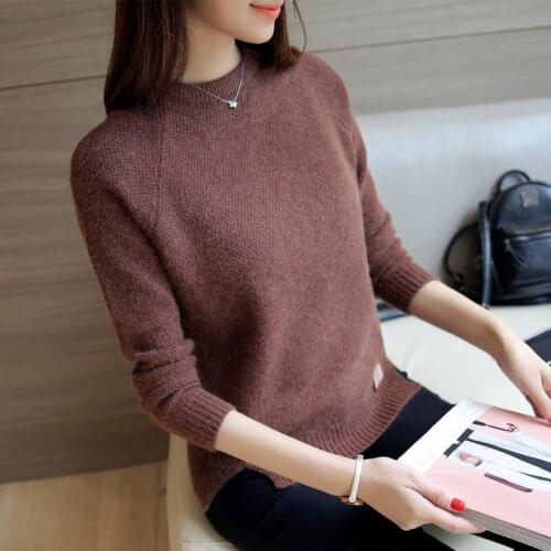 New Winter Pullover Sweater Women Korean Long Sleeve Sweter Loose Thin Split Knitted Sweater Female Jumper Jersey Mujer