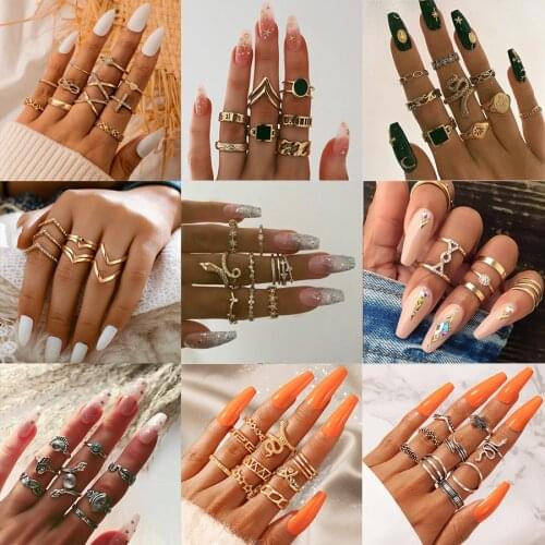 62 types matching rings for women ring set anillos mujer gold bagues anillo bohemian jewellery slytherin bague accessories