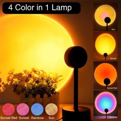 USB Sunset Projection Lamp Rainbow Atmosphere Night Light Sunset Light For Bedroom Room Decoration Background Wall Table Lamp