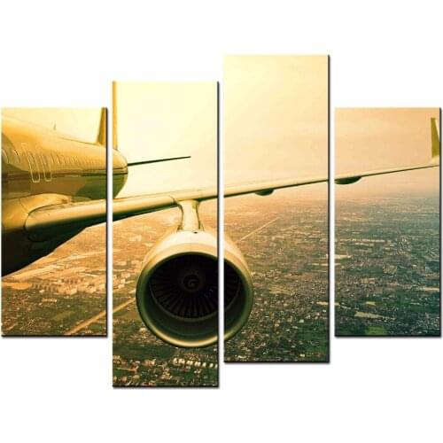Framed 4 Panels/Set Aircraft in flight HD Canvas Print Painting Artwork Gift Wall Art Picture.decorative painting/XJ-12Y-109