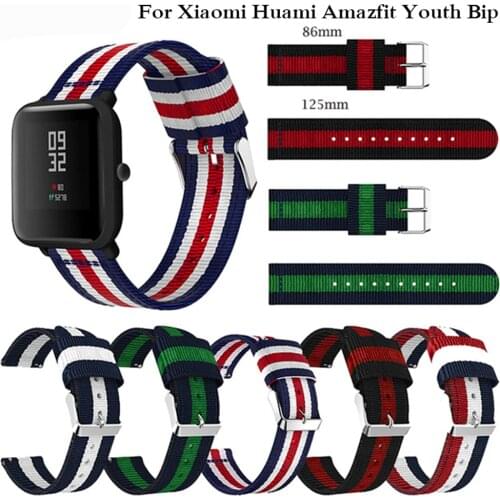 20mm Nylon Sport Strap For Huami Bip BIT PACE Lite Youth Strap Bracelet For Samsung galaxy watch 42mm active 2 Gear sport