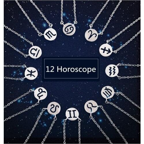 Daisies 12pcs/lot--New Jewelry Zodiac Signs Pendant Necklace Women Men Birthday Gift Gold Silver Plated Constellation Necklace