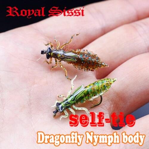Royal Sissi 20pcs set fly tying dragonfly nymph rubber body&legs pack synthetic fly tying materials with matched 10#nymph hooks