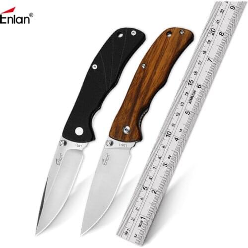 Enlan L05 Folding Knife Rosewood Handle 8Cr13Mov Blade Outdoor Camping Hunting Survive Portable Utility Pocket Knives EDC Tools