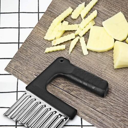 Stainless Steel Potato Chip Slicer Home Dough Vegetable Fruit Crinkle Wavy Slicer Knife Potato Cutter Chopper French Fry Maker