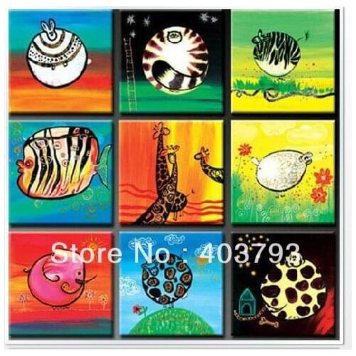 Modern abstract fashion oil painting on canvas for home decoration differen animals for children room free shipping