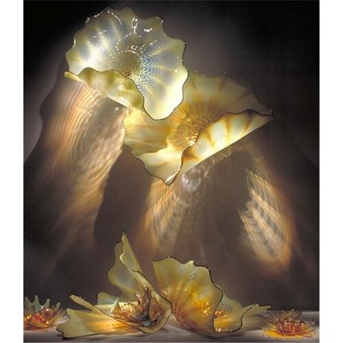 Modern abstract hand blown glass flower wall art Fancy Led Decorative Wall Lights India